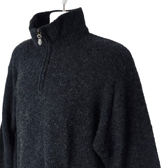 Northern Isles Merino Wool Sweater Men's Medium Quarter Zip Black Stretch - Picture 2 of 6